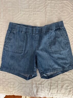 Talbots Blue Denim-Style Relaxed Chambray Shorts